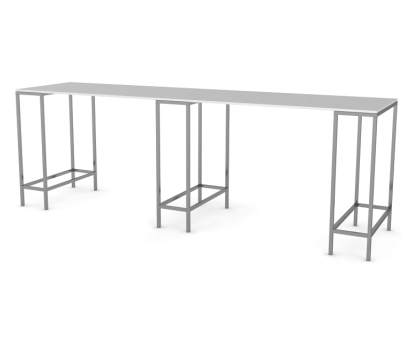 Steh / Hochtisch "New York Steel" 320x80x110 weiße Platte (Platte besteht aus 2 x 160 cm)